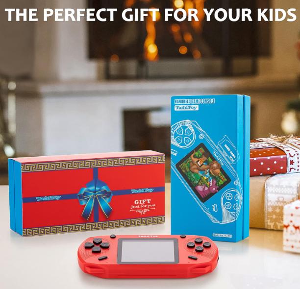 16 Bit Handheld Game Console for Kids Adults, 3.0'' Large Screen Preloaded 288+6 Classic Portable Retro Video Handheld Games with  Rechargeable Battery for Birthday Gift for Kids red