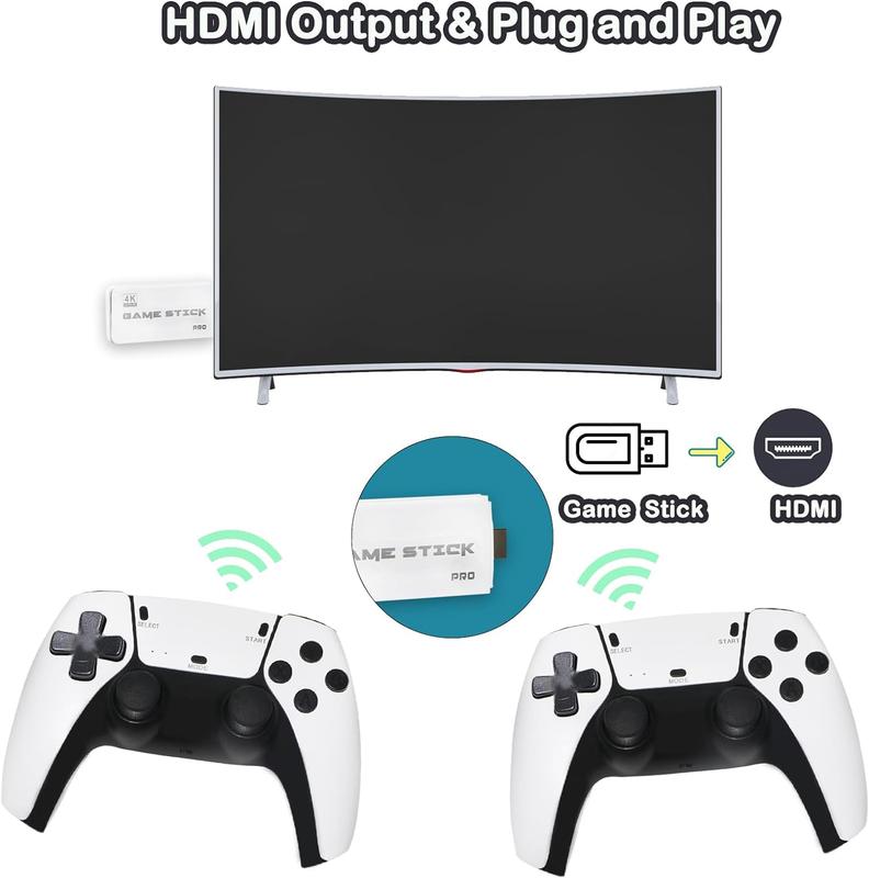 20000+ Games Wireless Retro Game4K HDMl Output Retro Video GameConsole - Plug and Play Video Games,Retro Game Stick 4K Game Stick,Built in 64G Cards