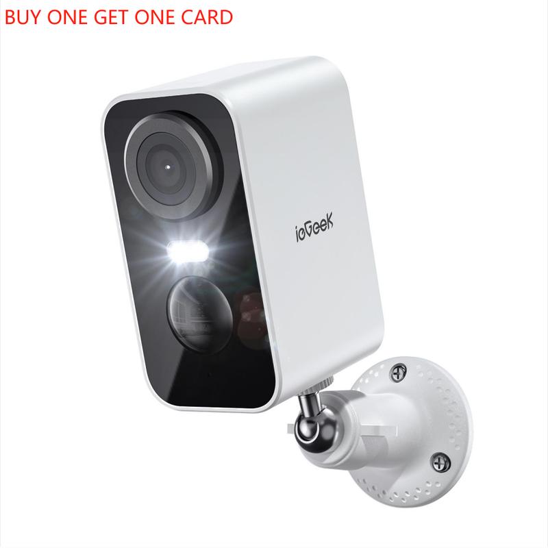 {BUY 1 GET 1}2K HD Wireless Indoor Outdoor Smart Security Cameras, IeGeek GX3S-3MP Battery    WiFi Surveillance  with Spotlight & Siren Alarm, For Home Car Pets , 2-Way Audio, Color Night Vision, AI Detection  , Works with Alexa Connection PanTilt