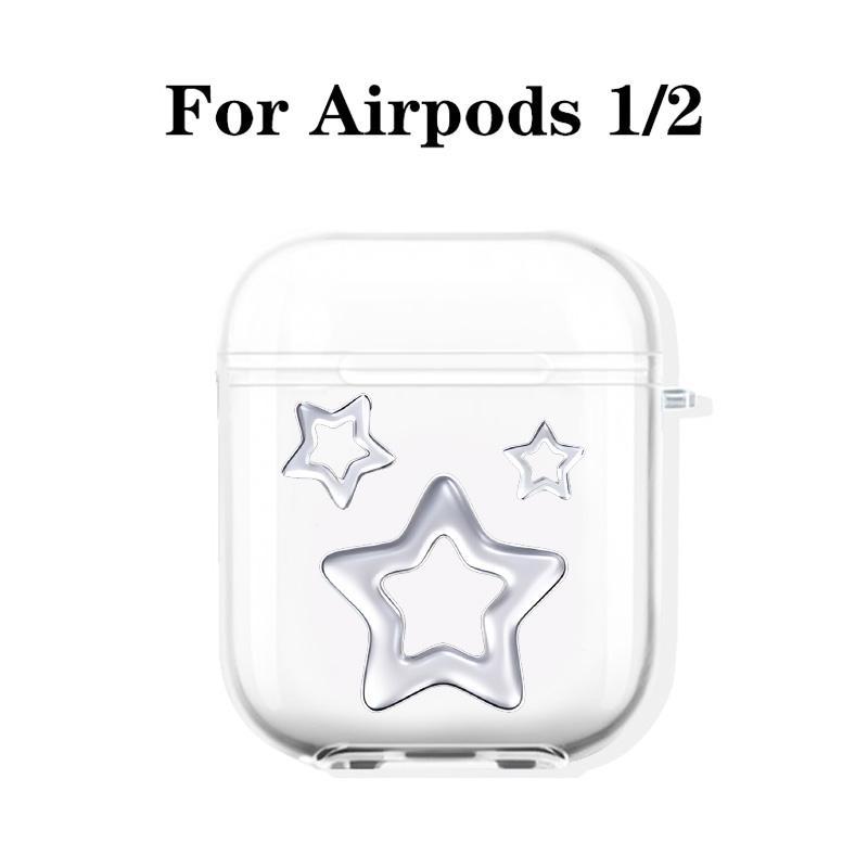 Cute Star Pattern Earphone Case with Hiking Buckle, Shockproof Anti-fall Silicone Protective Cover, Earphone Protective Case Compatible with AirPods 3 2