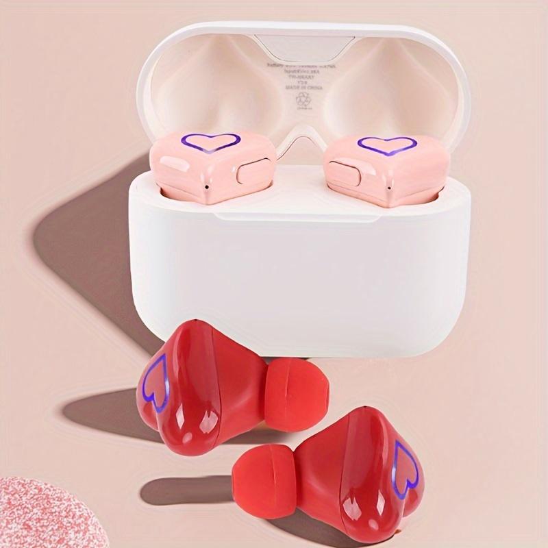 Heart Design Wireless Earphone, Earphone with LED Light, Waterproof Earbuds Suitable for Gaming, Student, Boyfriend, Girlfriend