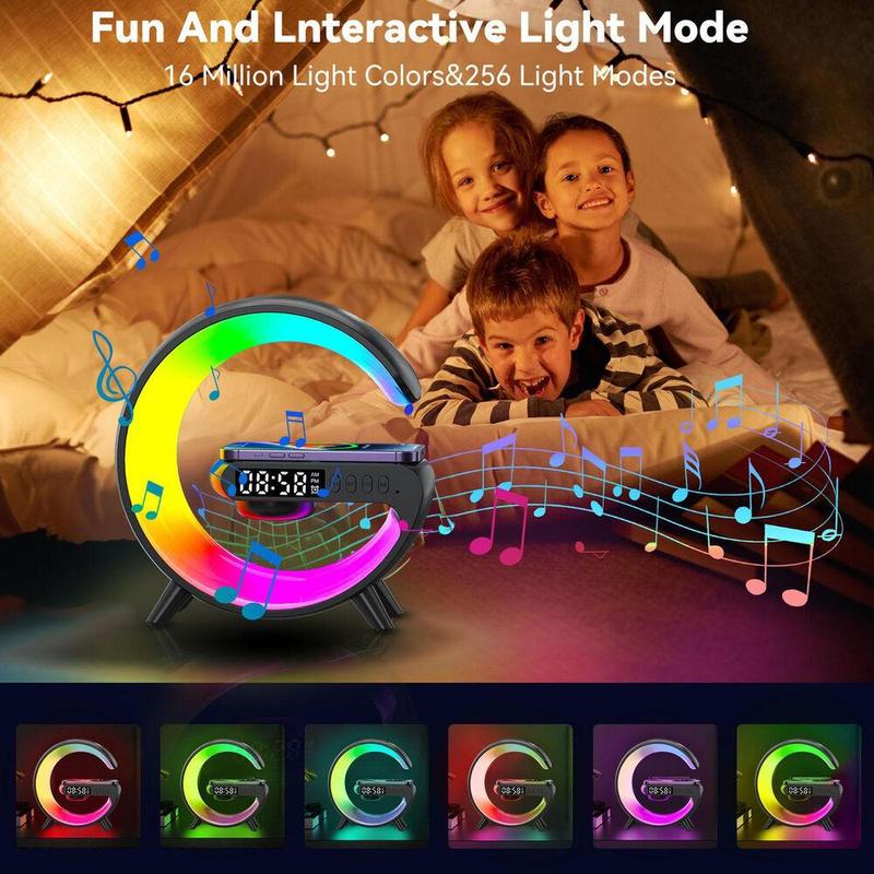 Smart LED Night Light Wireless Charger Bluetooth Speaker Alarm Clock Sleep Lamp