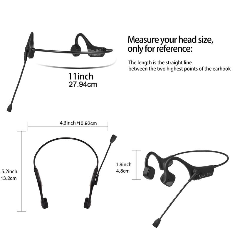 Wireless Earphone, Bone Conduction Headset, Business Headset with Adjustable Microphones, IP54 Waterproof Headphone for Training