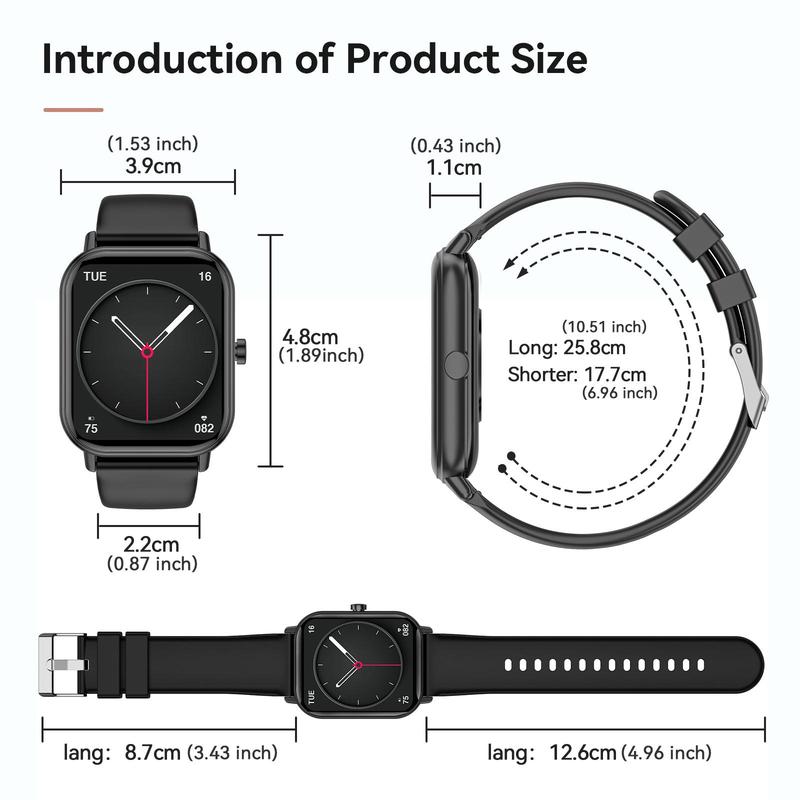 USB Rechargeable Multifunctional Smart Watch, 1.83 Inch Fitness Smartwatch with Sleep Monitoring, Waterproof Sports Watch for Men & Women