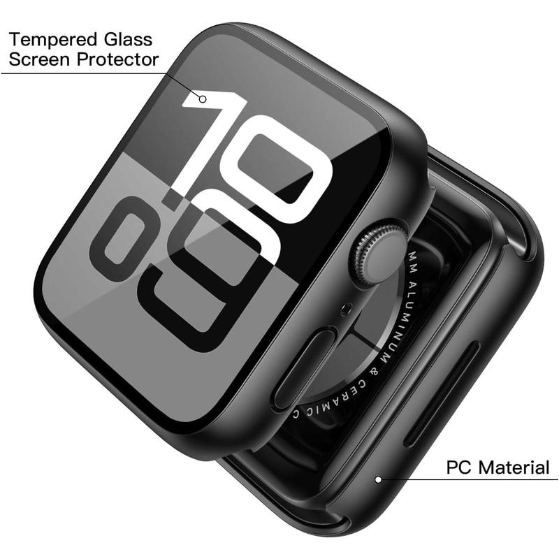 2 Tempered Glass Case Compatible for Apple Watch Series 10 (2024) 46mm, Hard Screen Protector Overall Protection Ultra-Thin Lightweight Scratch-Resistant Cover for iWatch, Satin Black