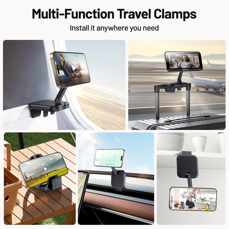 Phone Holder Stand For MagSafe Accessories, Travel Essentials 360° rotation Universal Flight Must Haves Travel  Foldable Phone Holder for Car Mount