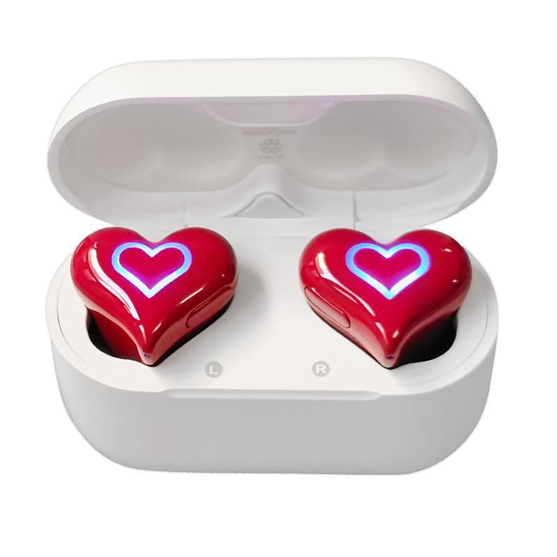 Heart Design Wireless Earphone, Earphone with LED Light, Waterproof Earbuds Suitable for Gaming, Student, Boyfriend, Girlfriend