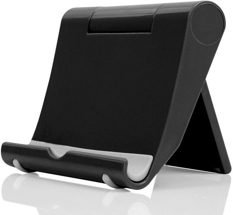 Cell Phone Stand for Desk, Foldable Cell Phone Holder Mobile Phone Dock Multi-Angle Universal Adjustable Tablet Holder Compatible with  Cell Phone and Tablet (Black)