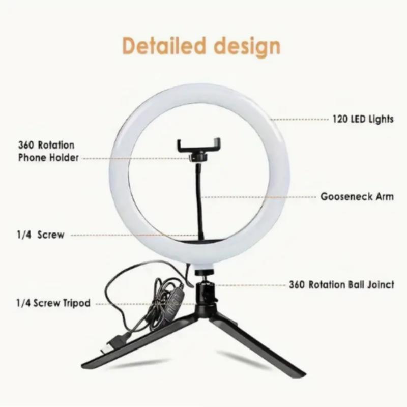 LED Ring Light with Tripod & Phone Holder, Adjustable Selfie Light, Selfie Ring Light for Photography, Video Blog, Makeup, Live