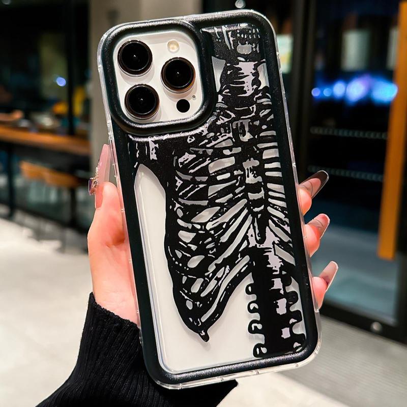 Skeleton Pattern Phone Case, Decorative Phone Protector Cover, Phone Accessories Compatible With iPhone 7 8 XR XS 11 12 13 14 15 Plus Pro Max