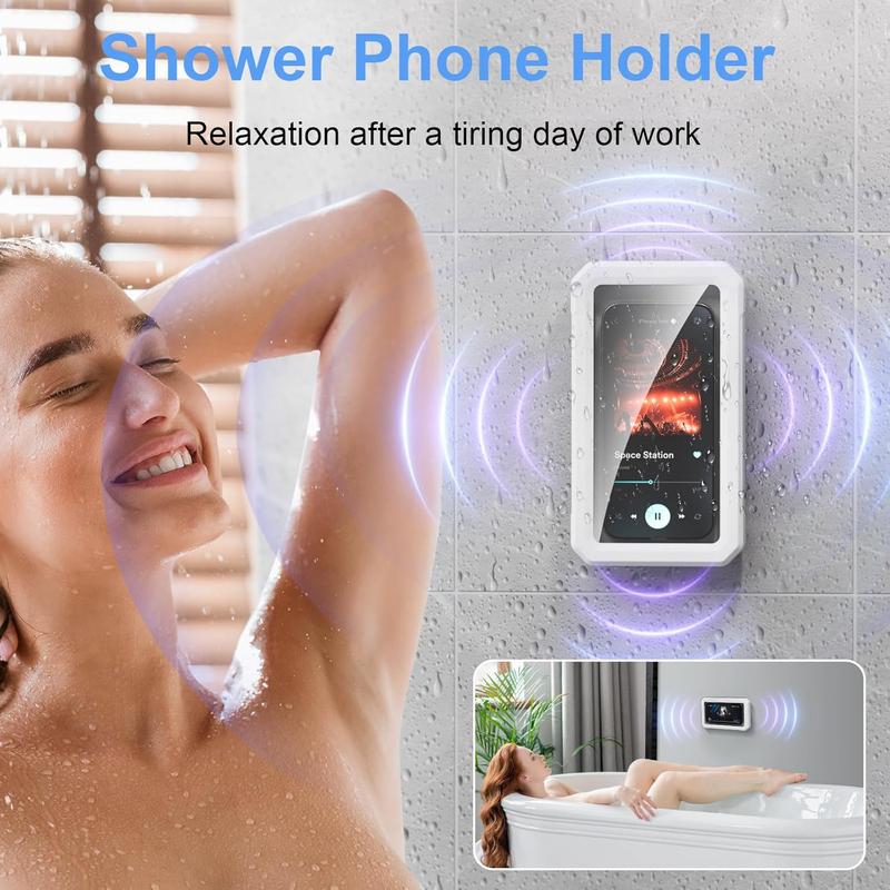 Shower Phone Holder Waterproof, 480°Rotating Waterproof Phone Holder for Shower Adjustable Anti-Fog Shower Phone Case Holder Bathroom Wall Phone Mount for Wall Mirror Bathtub Fit for 4~7