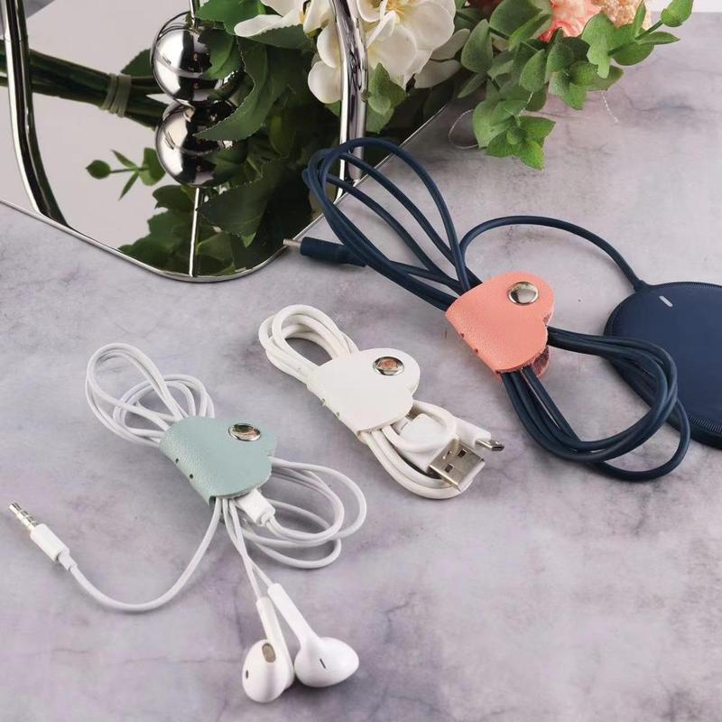 Earphone Cable Storage Bag, 6 Counts Heart Shaped  Cable Organizer, Cable Management Tool for Home Office Travel