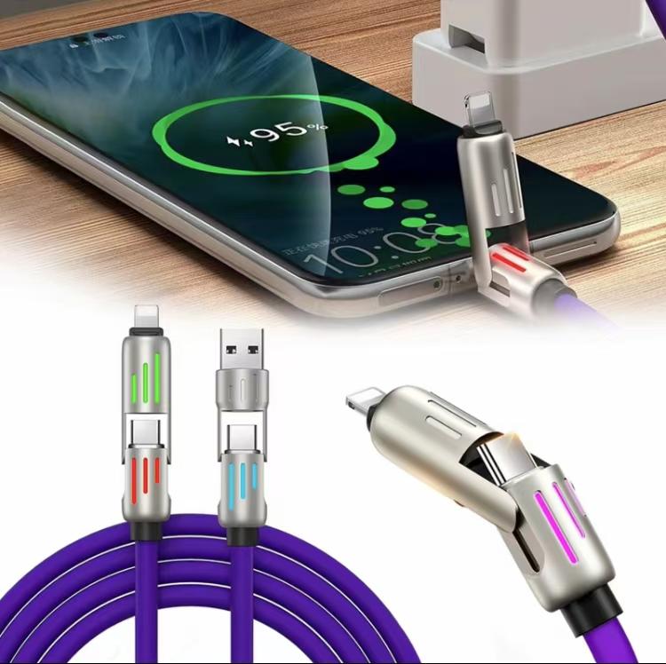 5ft 240W 4-in-1 USB Charging Cable-mfish Fast Charging for A+ TYPE Cand Lightning fast charge for iphone13 14 15 16,huawei, Android,Smartphone