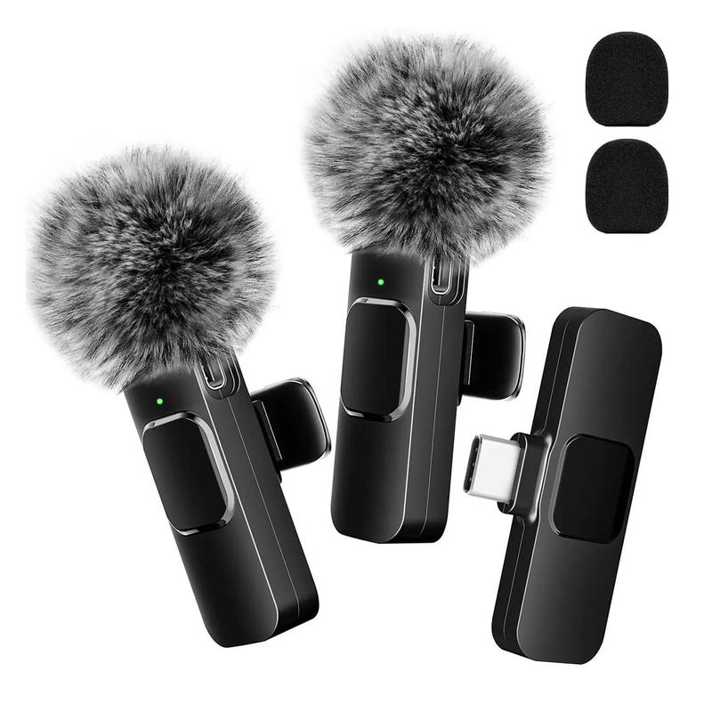 2 count Wireless Microphone for iPhone,iPad,Android, Mini Wireless Clip-on Microphones for iPhone Video Recording,Interview, Vlog