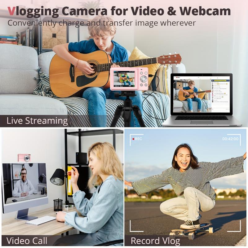 DC403 44MP 1080P HD Digital Camera - 16X Digital Zoom, 2.4'' LCD, Rechargeable, 32G TF Card, Vlogging, Photography, Webcam, Thanksgiving and New Year Gift for Teenagers and Beginners