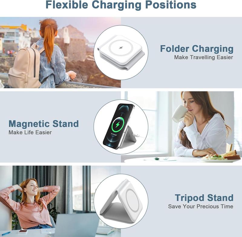 3-in-1 Wireless Charger, 1 Count Foldable Magnetic Travel Charger for Apple Watch, Multifunctional Wireless Charger for iPhone 15 14 13 12 11 Series & AirPods