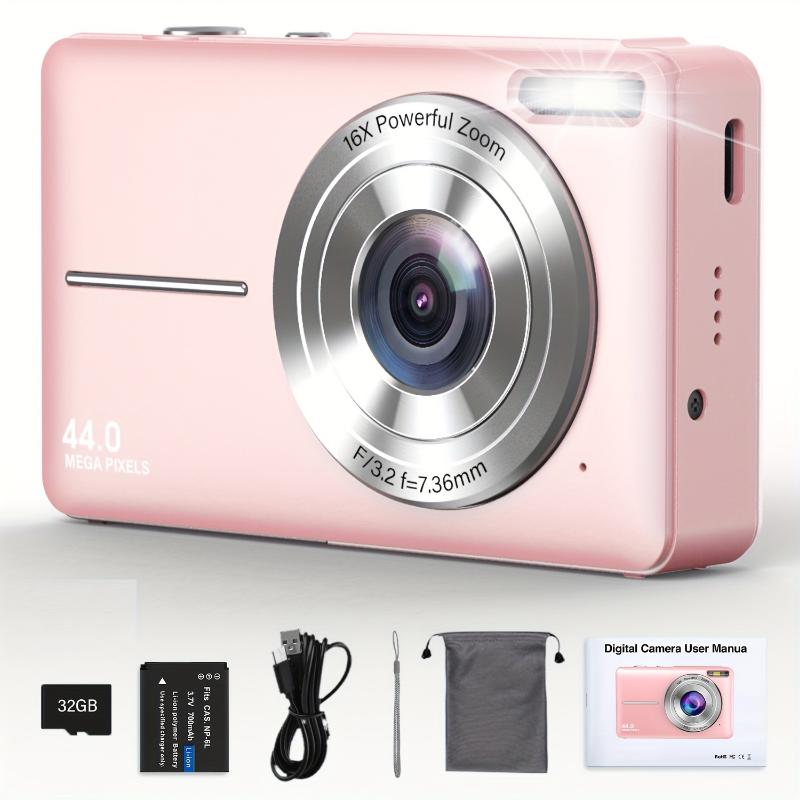 DC403 44MP 1080P HD Digital Camera - 16X Digital Zoom, 2.4'' LCD, Rechargeable, 32G TF Card, Vlogging, Photography, Webcam, Thanksgiving and New Year Gift for Teenagers and Beginners