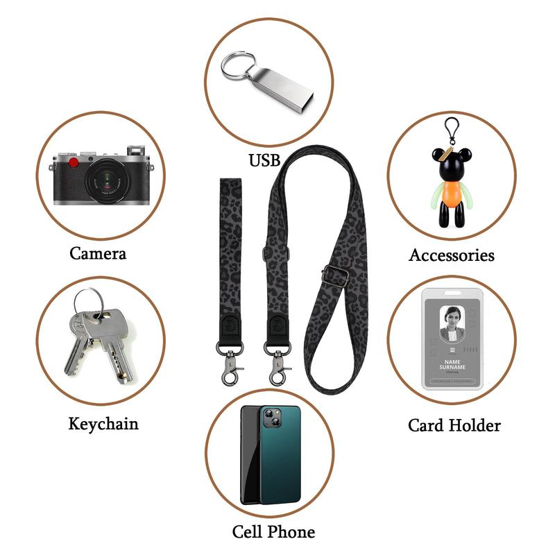 Portable Anti-lost Phone Lanyard Set, Including Adjustable Neck Strap & Wrist Strap & 2 Pads, Universal Crossbody Cell Phone Lanyard, Phone Accessories