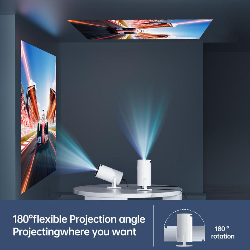 Portable Outdoor Projector, HD Projector with Wifi & Bluetooth-compatible, Outdoor Portable Projector for Bedroom & Home & Outdoor Use