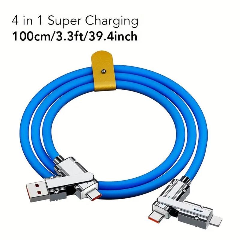 10W Multifunctional 4 In 1 Fast Charging Data Cable, Universal Fast Charging Cable, Mobile Phone Accessories Compatible with iPhone & Type C USB Port