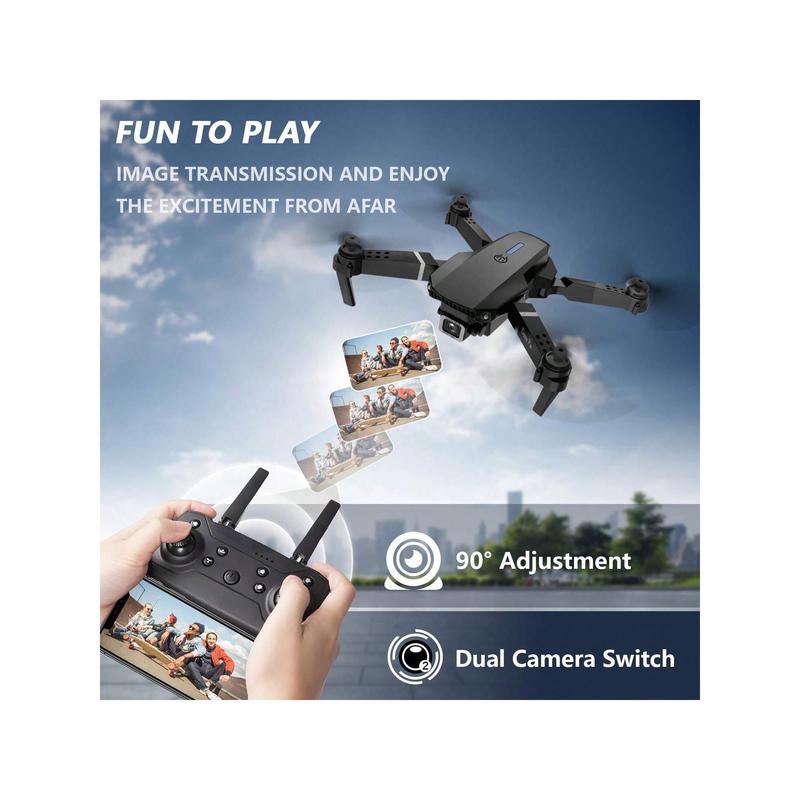 E88 Pro Drone With Dual Camera, WiFi FPV Double Folding RC Quadcopter Altitude Hold, Remote Control Toy For Beginner Men's Gift Indoor Outdoor Drone Christmas, Halloween, Thanksgiving Gift