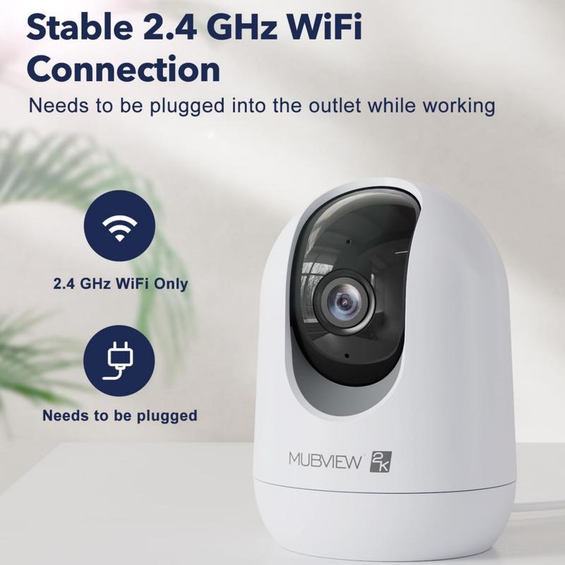 PK320 2K Indoor 360° Security Camera: 2.4GHz 5GHz WiFi,Night Vision,AI,2-Way Talk,AI Motion Detection,Cloud Storage,No monthly fee,Baby Monitor With APP