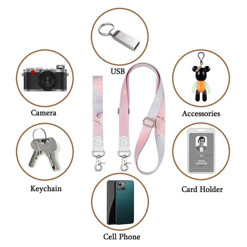 Portable Anti-lost Phone Lanyard Set, Including Adjustable Neck Strap & Wrist Strap & 2 Pads, Universal Crossbody Cell Phone Lanyard, Phone Accessories