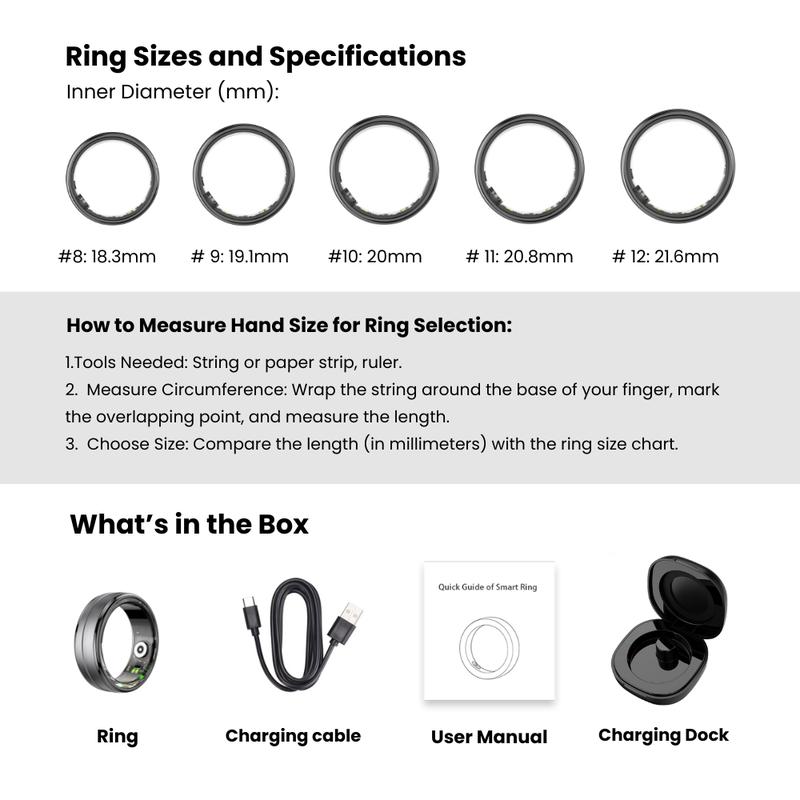 LuuLake Smart Ring RL: Fitness Data Tracking, Sleep Monitoring, Heart Rate, Blood Oxygen, Selfies & Waterproof Android ios Workout