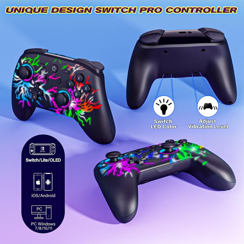 Wireless Controller for SWITCH Console,Gengar ,Royal, Lighting, Fire design with Dual Vibration Game Joystick Remote,Smartphone