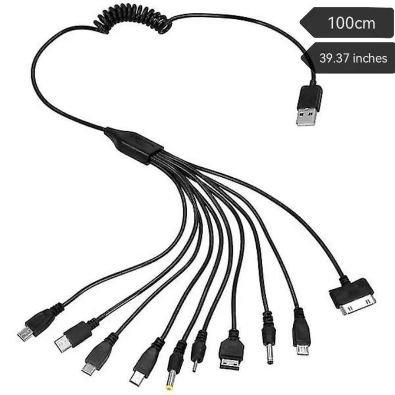 10 In 1 Multifunctional Charging Cable, Portable Multi-port Charging Cable, Phone Charging Data Cable Compatible with iPhone, iPad, Samsung, Huawei, OnePlus, Xiaomi