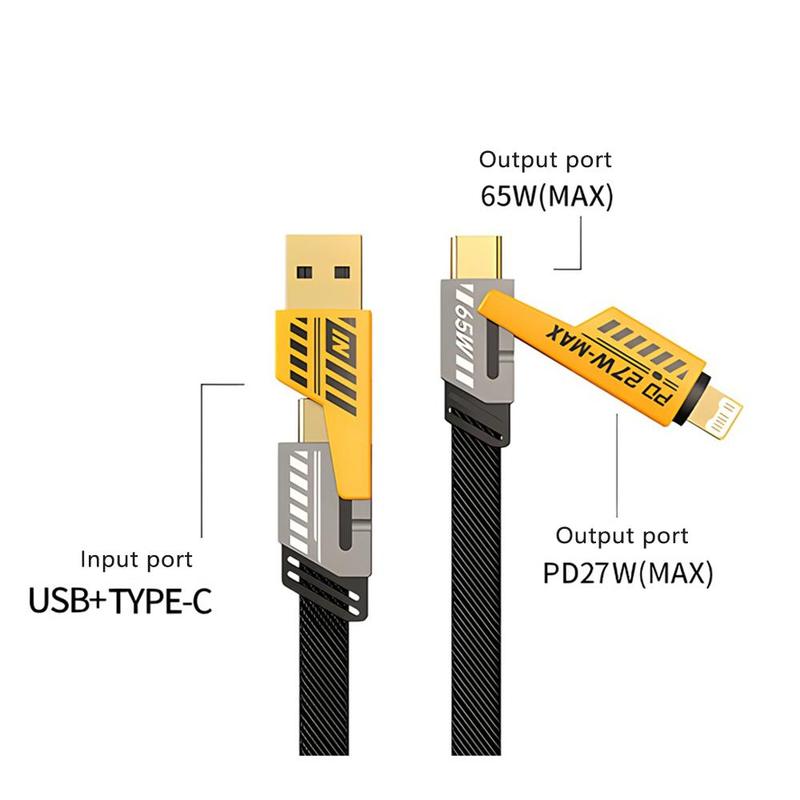 4 in 1 Charging Cable, Multifunctional PD Fast Charging Cable, Mobile Phone Charging Cable for iPhone 15 14 13 Samsung S23 Xiaomi