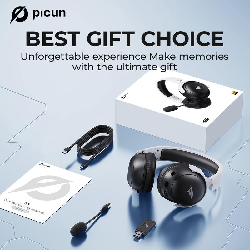 [Jingle Deals, Joyful Sounds]Picun G3 Wireless Gaming Headset 2.4GHz Version, Low Latency 53mm 3D Spatial Audio ENC Microphone, HD Talking Bluetooth Headset for Gamers PC PS5 game headphone ,Earbud Electronic