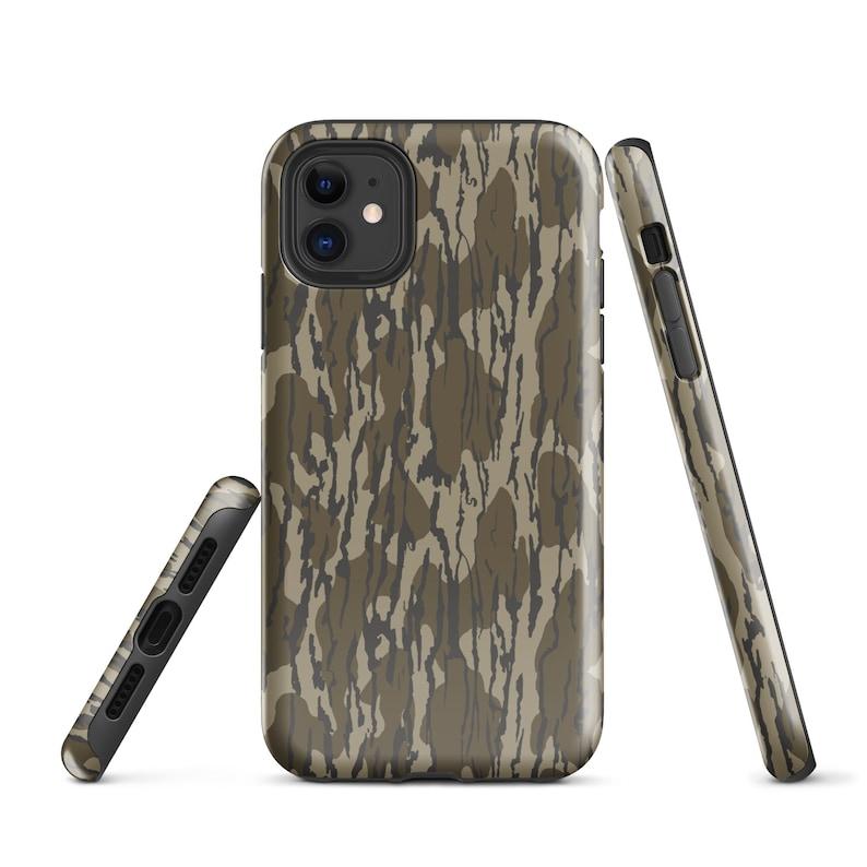 Camo Tough Case for iPhone, Mossy Oak Bottomland Phone Case iPhone 15Pro, 14, 13, 12, 11, 8, XR Mini, Pro Max, Plus Accessories Protection