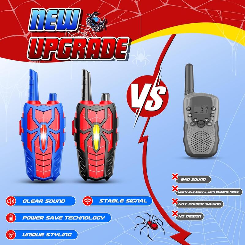 Spider Walkie Talkies for Kids Ages 3-10: Christmas Birthday Gifts Walkie Talkies Toys for 3 4 5 6 7 8 Year Old Boys Girls Toddlers Outdoor Camping Toy Games for Boy Girl Kid Toddler Age 3-5 5-7 6-8