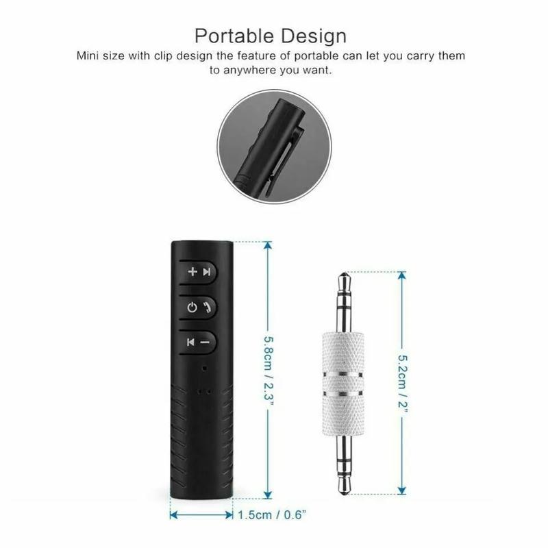 Wireless Bluetooth Receiver 3.5mm AUX Audio Stereo Music Hands Free Car Adapter