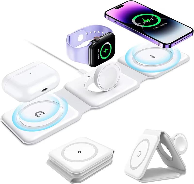 3 in 1 WirelessCharger for iPhone, Not suitable forAndroid, Magnetic Foldable 3 in 1Charging Station, Travel Charger forMultple Devices for iPhone 15 14 13 12for AirPods 3 Pro Pro 2, for iWatch, christmas gift ideas Black Friday Deals tiktok shop store