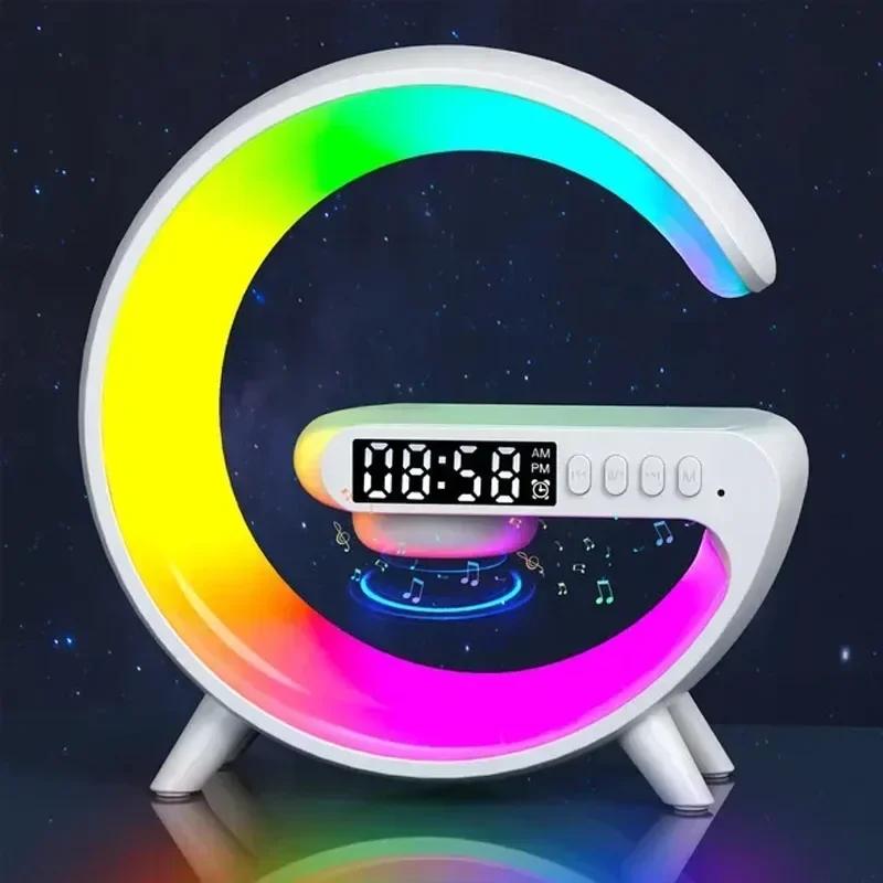 Multifunction Wireless Charger Pad Stand Speaker TF RGB Night Light 15W Fast Charging Station for iPhone Samsung Xiaomi Huawei Cable Card