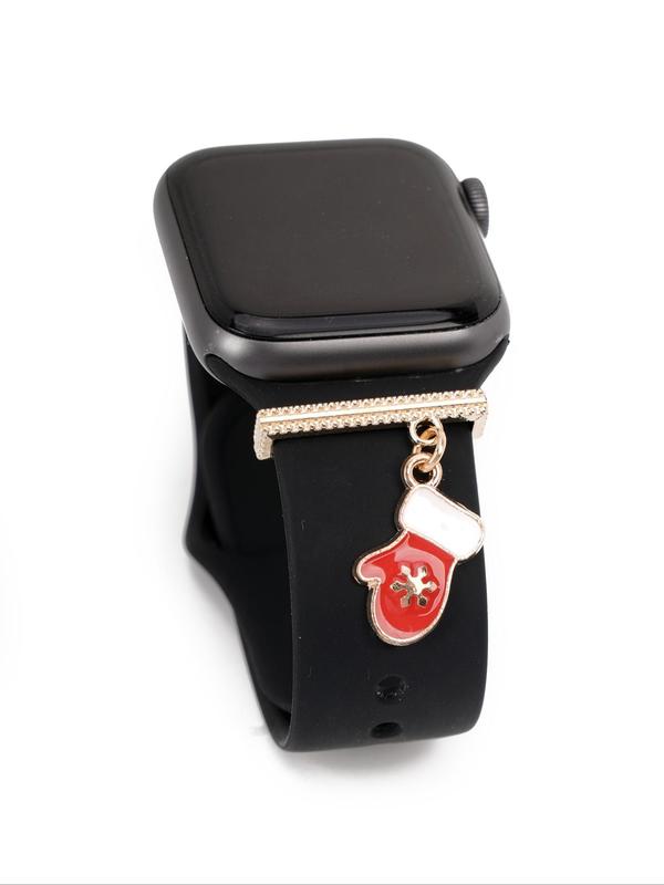 Christmas Themed Cartoon Red Gloves Charms, Fashionable Accessories for Apple Watch, Trendy Watch Accessories for Women