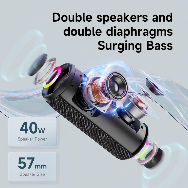 ZEALOT S49Pro Wireless Portable Speaker, 20W High Power Long Endurance Waterproof Speaker with RGB Light Effect, Bluetooth-compatible Speaker for Indoor, Outdoor, Hiking, Camping