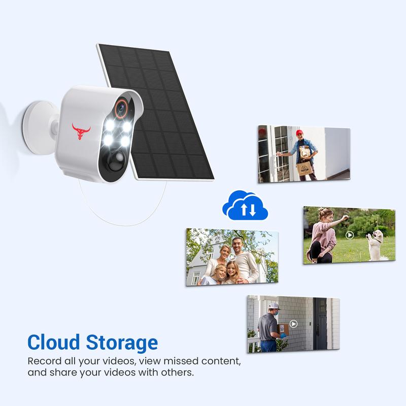 Solar Wireless Security Camera with AI Human Detection, PIR Motion Detect, Night Vision Security Camera, 2-way Talk, Cloud Storage, Wi-Fi Camera, Wireless Camera, Battery Camera for Home Security, IP Camera Outdoor, 2.4GHz Wi-Fi Only wireless camera