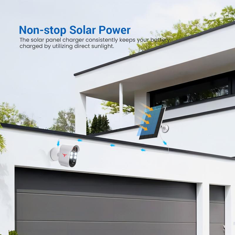 Solar Wireless Security Camera with AI Human Detection, PIR Motion Detect, Night Vision Security Camera, 2-way Talk, Cloud Storage, Wi-Fi Camera, Wireless Camera, Battery Camera for Home Security, IP Camera Outdoor, 2.4GHz Wi-Fi Only wireless camera