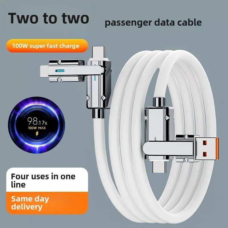 4-in-1 100W USB Type C Cable, PD 100W Fast Charging Data Cable, Mobile Phone Accessories for iPhone 11 12 13 14 15 Pro Max Samsung S24