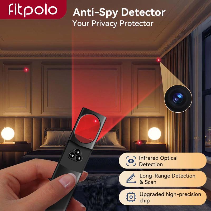 Hidden Camera Detector for Hotel & Private Spaces – Portable RF Signal Scanner with 6 Sensitivity Levels & 4 Modes, 34H Battery for Easy & Secure Use at Home, Office & Travel