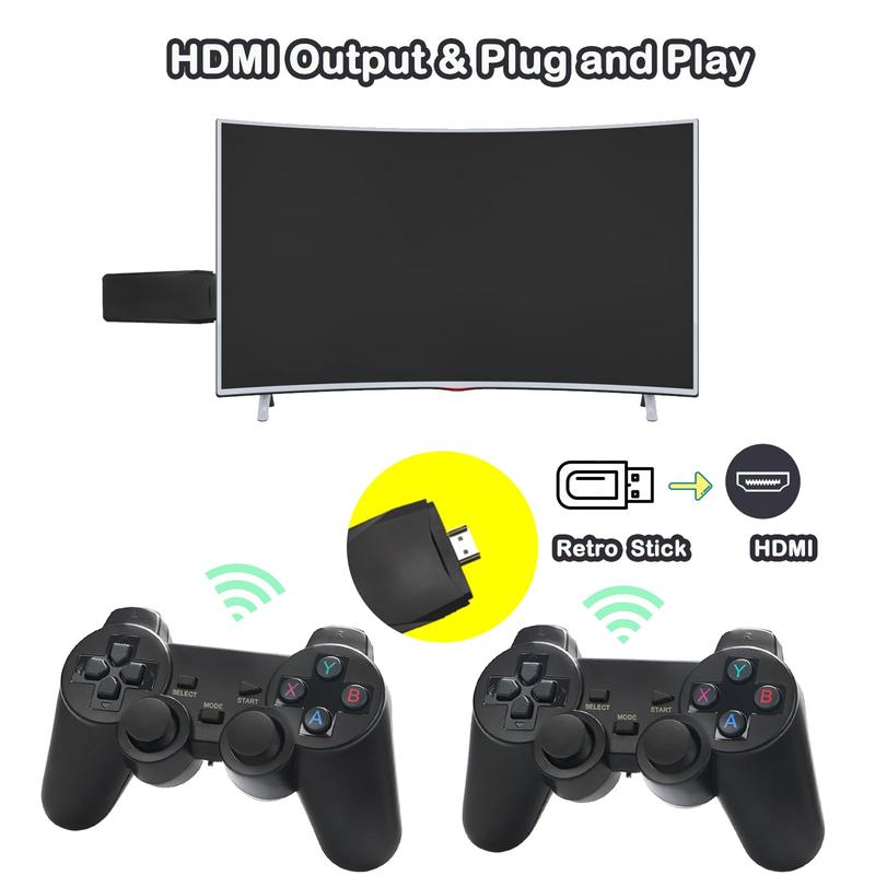 2024 Hot Sale: Wireless Retro Gaming Stick - Relive Classic Games, Plug and Play Video Games, Built-in 20,000 + Games, 9 Classic Emulators, 4K HD HDMI Output TV, Dual Controller + 64GB RAM  Console  Handheld Birthday Adapter