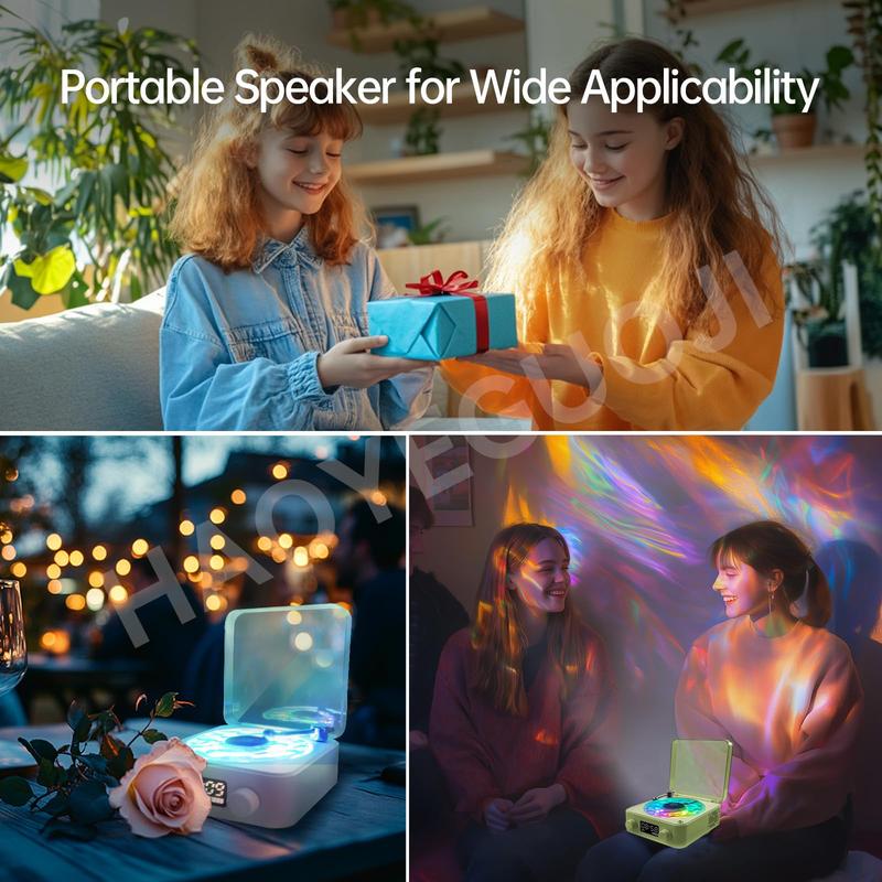 Portable Wireless White-Noise Speaker, USB Rechargeable Bluetooth-compatible Speaker with Atmosphere Light, Desktop Clock Speaker for Home Office