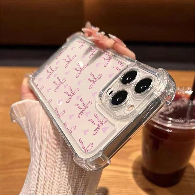 Bow Pattern Clear Phone Case, Cute Phone Protective Cover, Phone Accessory Compatible with iPhone 15 14 13 12 11 Series, Unique Phone Cases