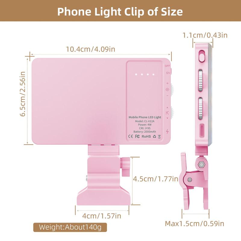 Portable Phone Selfie Light Clip, Knob Adjustable Phone Fill Light With Front Clip, 3 Light Modes Portable Selfie Light For Live Streaming Vlog