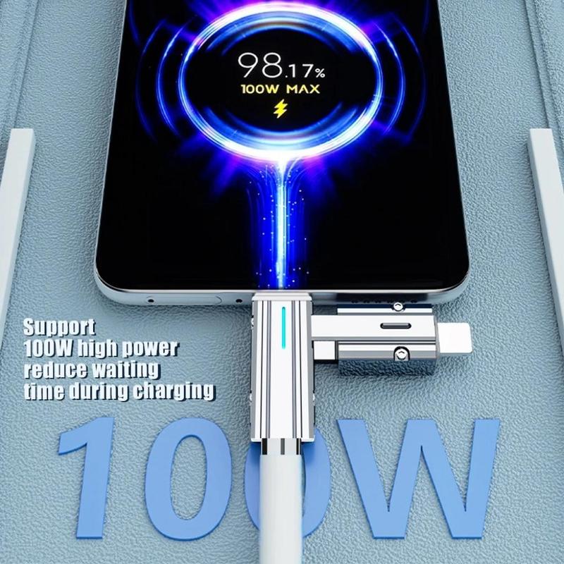 4-in-1 100W USB Type C Cable, PD 100W Fast Charging Data Cable, Mobile Phone Accessories for iPhone 11 12 13 14 15 Pro Max Samsung S24