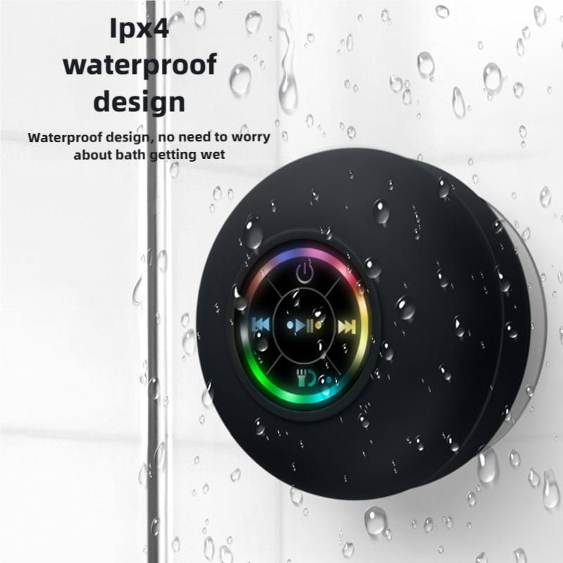 Mini Bluetooth Shower Speaker with LED light, Portable IPX4 Waterproof, Hands-Free Speakerphone. Rechargeable Using Micro USB, Wireless Stereo for Beach, Shower & Home