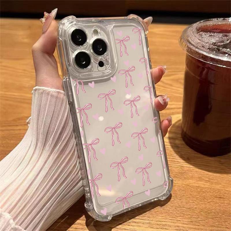 Bow Pattern Clear Phone Case, Cute Phone Protective Cover, Phone Accessory Compatible with iPhone 15 14 13 12 11 Series, Unique Phone Cases